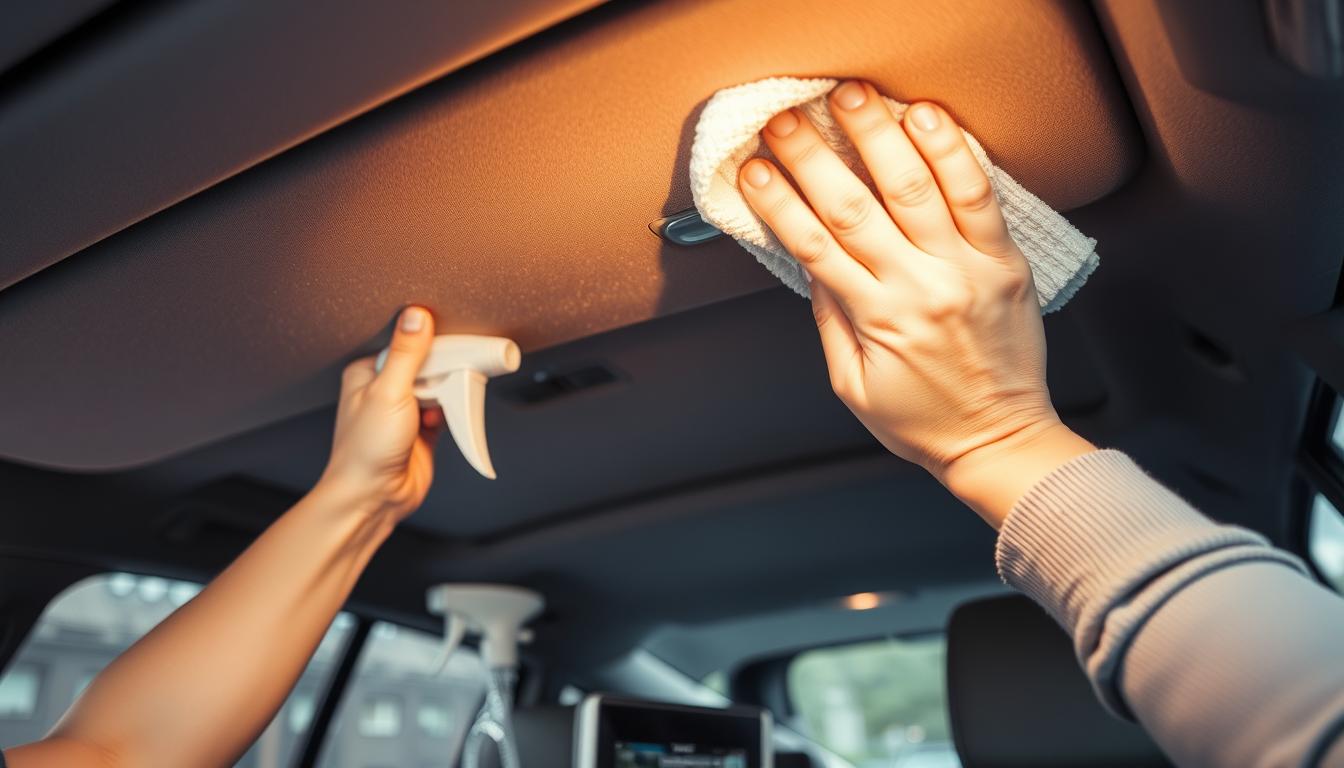 how to clean car interior roof at home